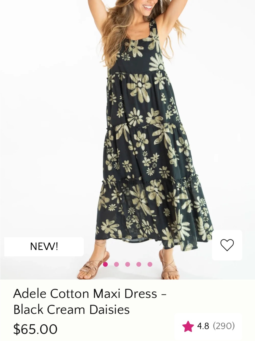 NATURAL LIFE Black Maxi Dress with Olive Floral Pattern - Picture 3 of 3